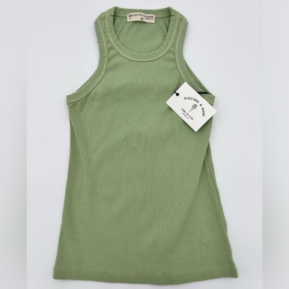 ELECTRIC & ROSE - Sinclair Stretch Ribbed Tank in Green - Picture 2 of 7